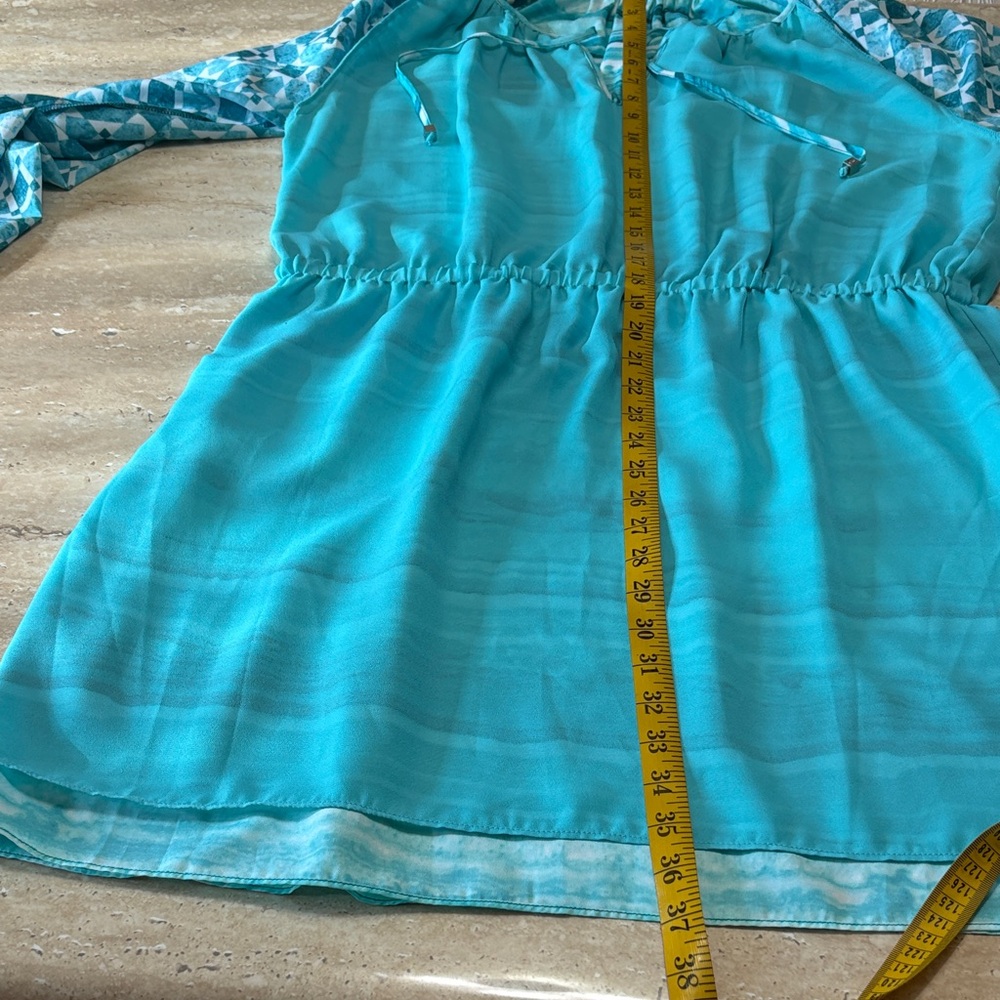 NWOT/MICHAEL Michael Kors Teal Striped Tunic dress. Absolutely no flaws. - Picture 13 of 14